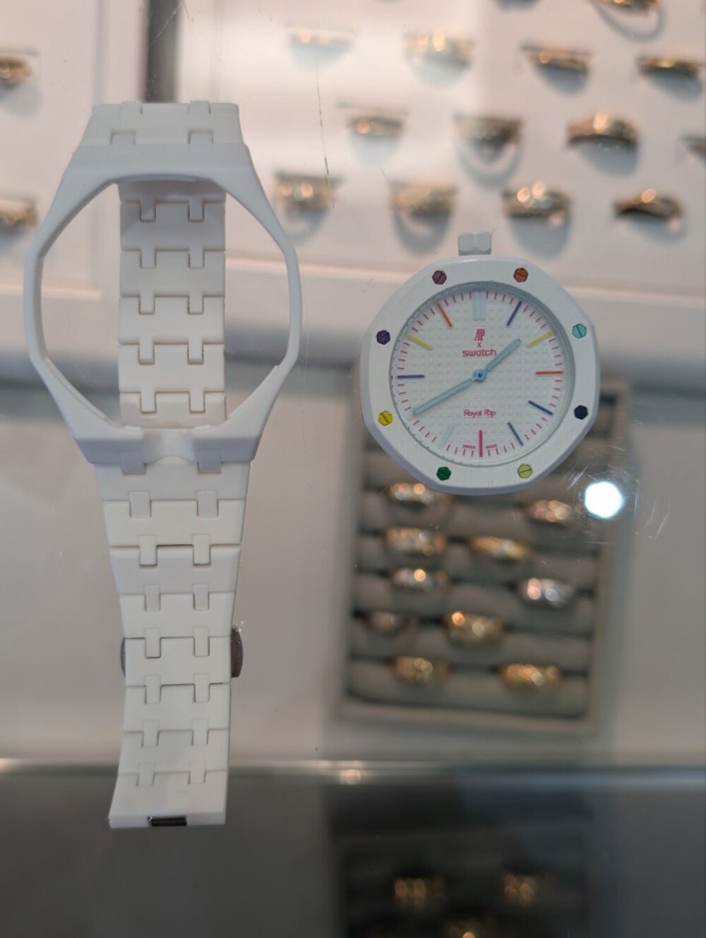 Swatch White Royal Pop Watch with Multicolor Markers NO BOX